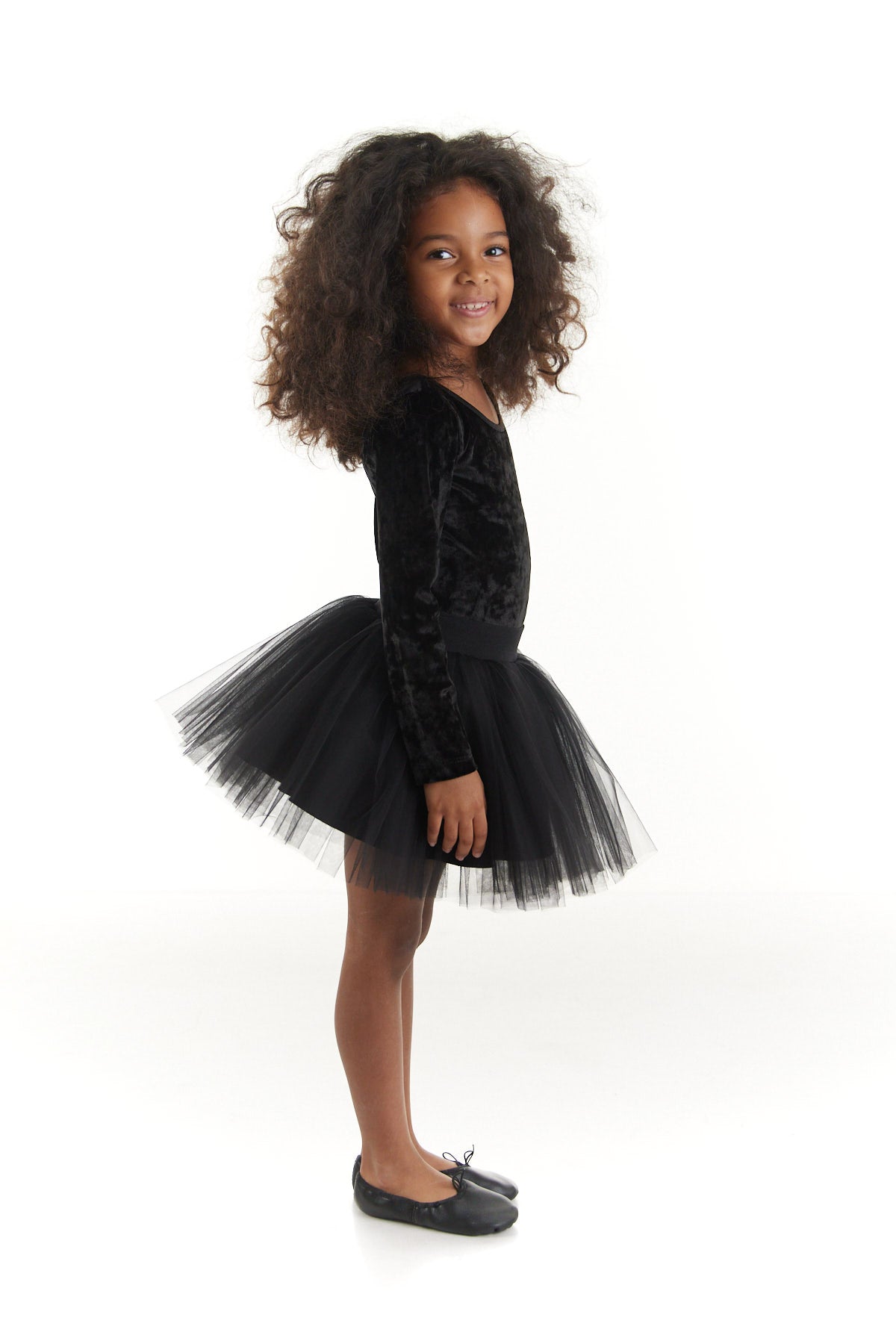 Black Velvet Bodysuit, Long-Sleeved