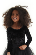 Black Velvet Bodysuit, Long-Sleeved