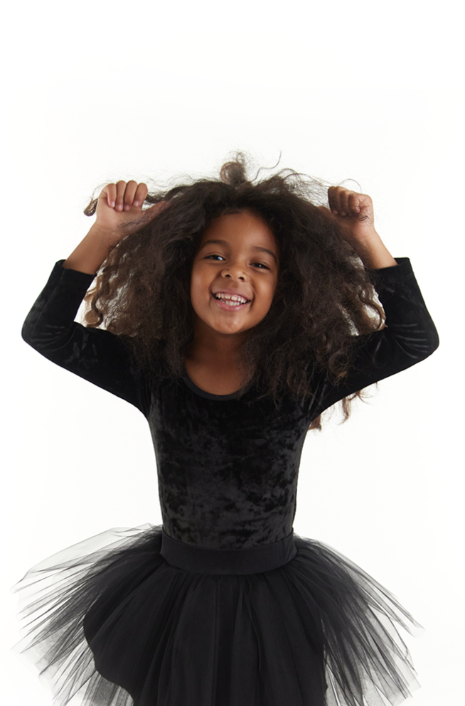Black Velvet Bodysuit, Long-Sleeved